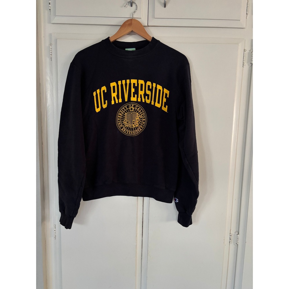 Champion UC Riverside Crewneck Sweatshirt Navy Blue Eco Fleece Small